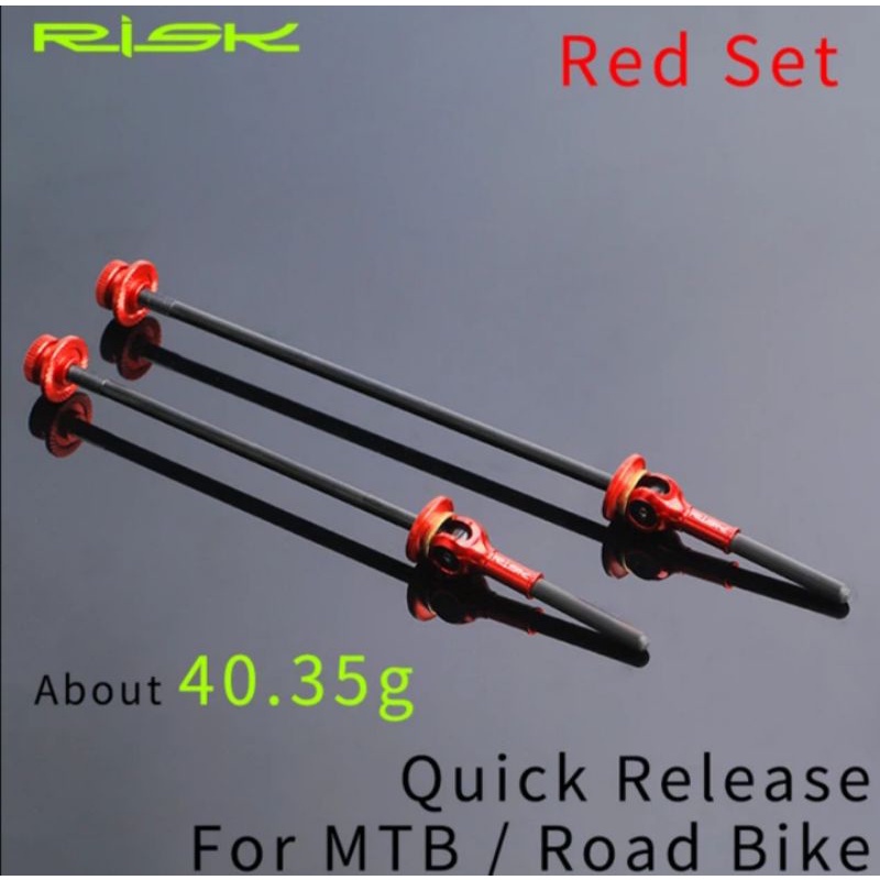 Risk Quick Release Titanium Alloy Carbon QR Sepeda Roadbike QR Sepeda MTB Merah