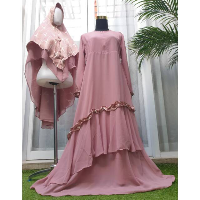 GAMIS CERUTY YUNIA SET KHIMAR CERUTI Gamis syari baju syari dress syari gamis pesta set gamis