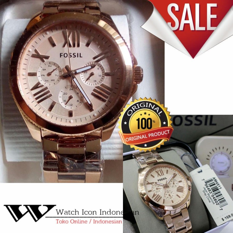 Cash Back Ready Jam Tangan Wanita Merk Fossil Original FullSet AM4511 Garansi 1th
