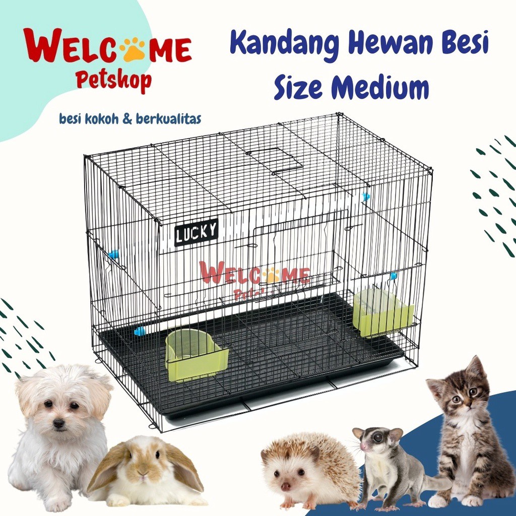 Kandang Hewan Besi Medium 48 x 30 x 38 / LUCKY 468 / Kucing Anjing