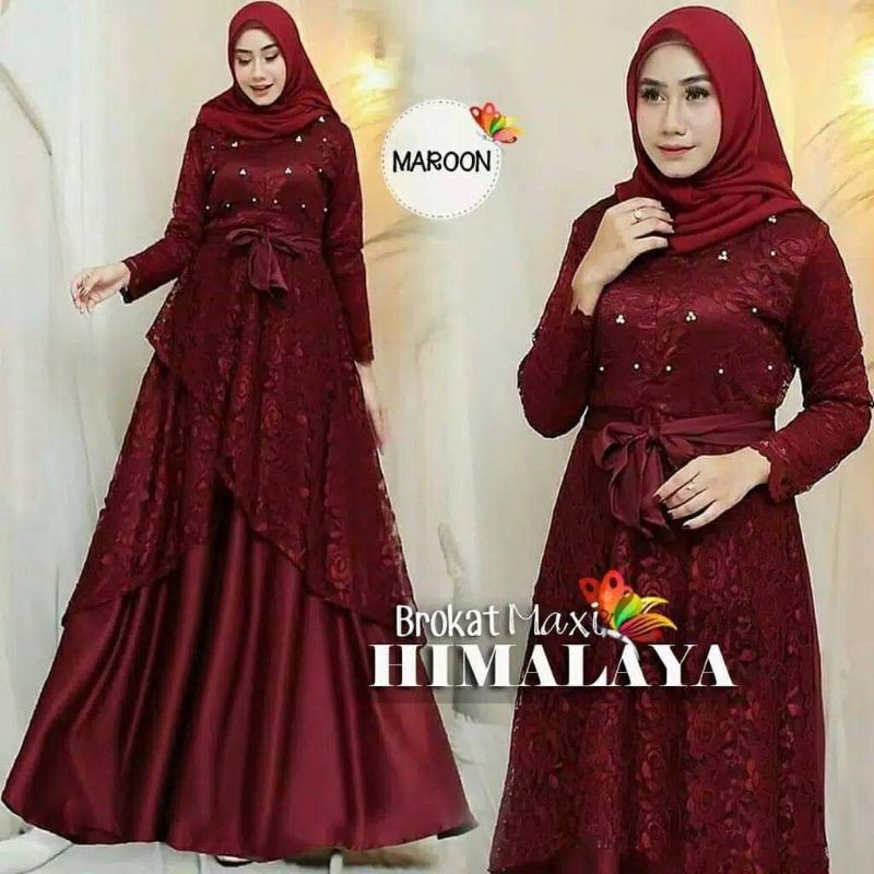 GAUN BROKAT  MIX VELVET  PREMIUM /GAUN PESTA/ GAUN WISUDA / GAMIS