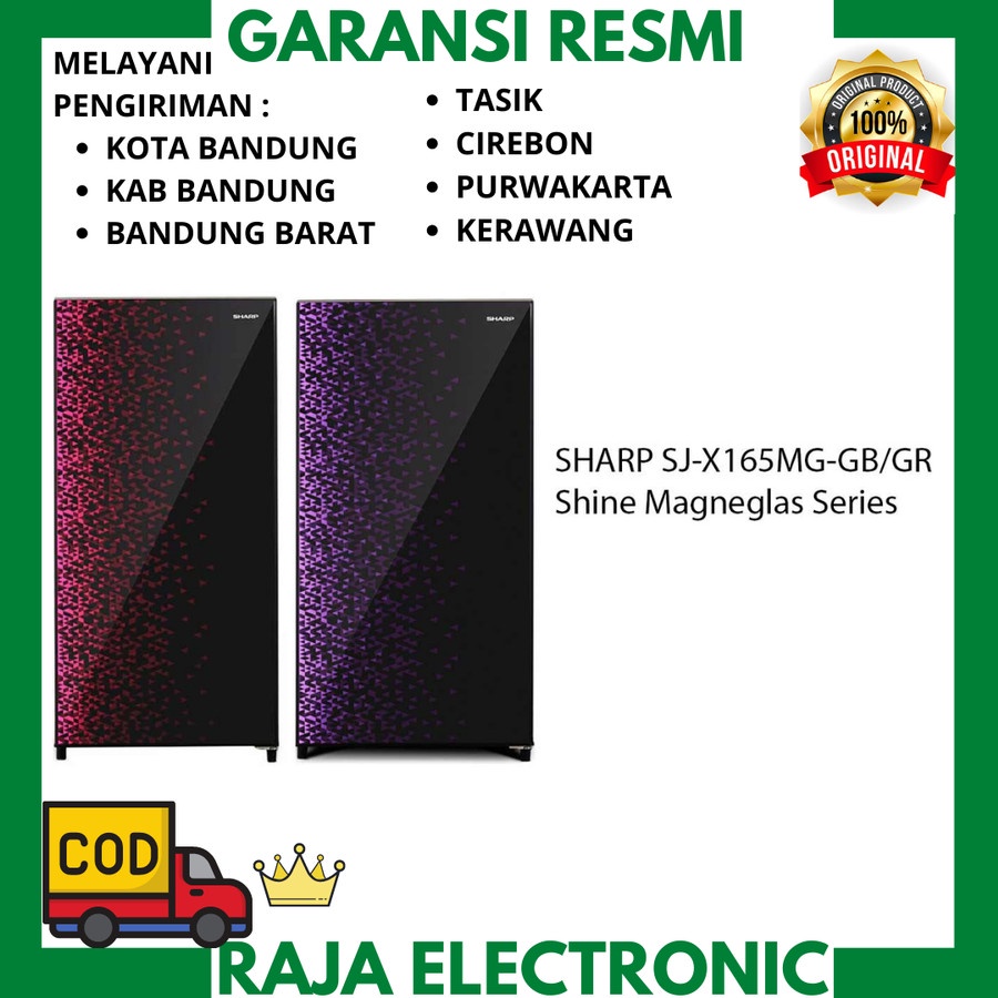 KULKAS SHARP 1 PINTU SJX165 SJX 165 MG GB VIOLET GR RED GLASS SERIES