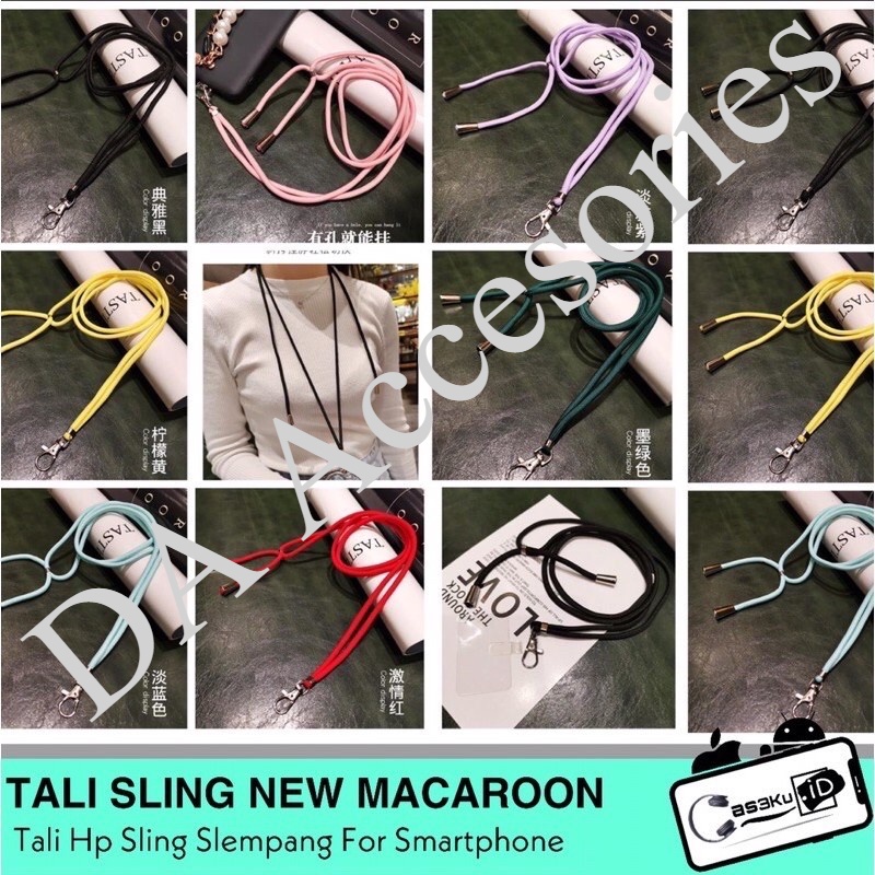 Tali hp lanyard selempang macaron universal