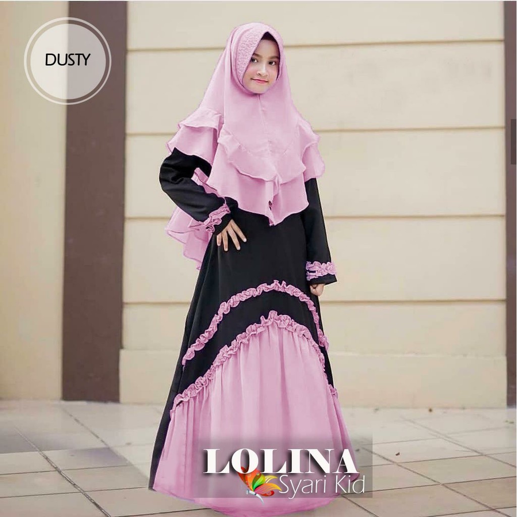 Gamis anak LOLINA Kids Syari | Gamis anak terbaru untuk anak usia 8 - 15 tahun Size XL , XXL, 3XL | By Hizbiya