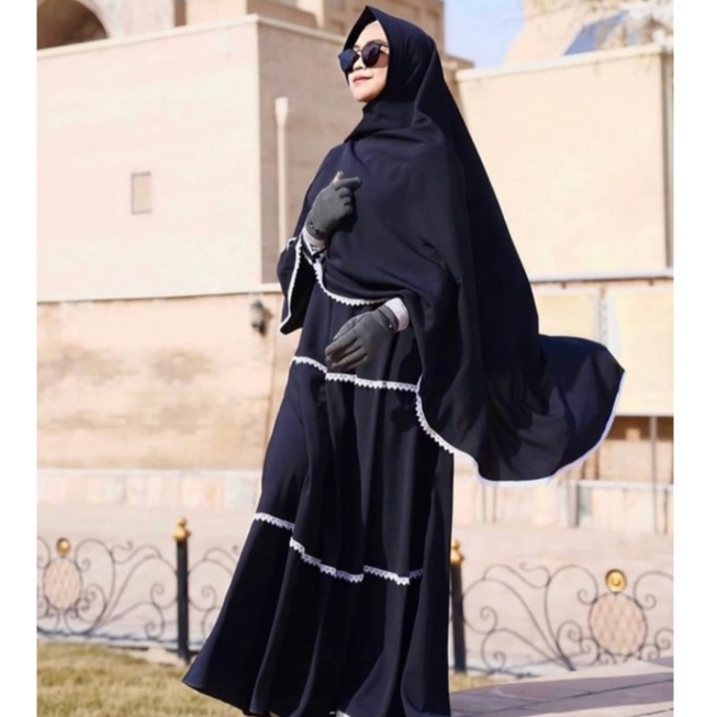 Gamis Set Black Series Humaira Nanabi Collections - Gamis Hitam Syari