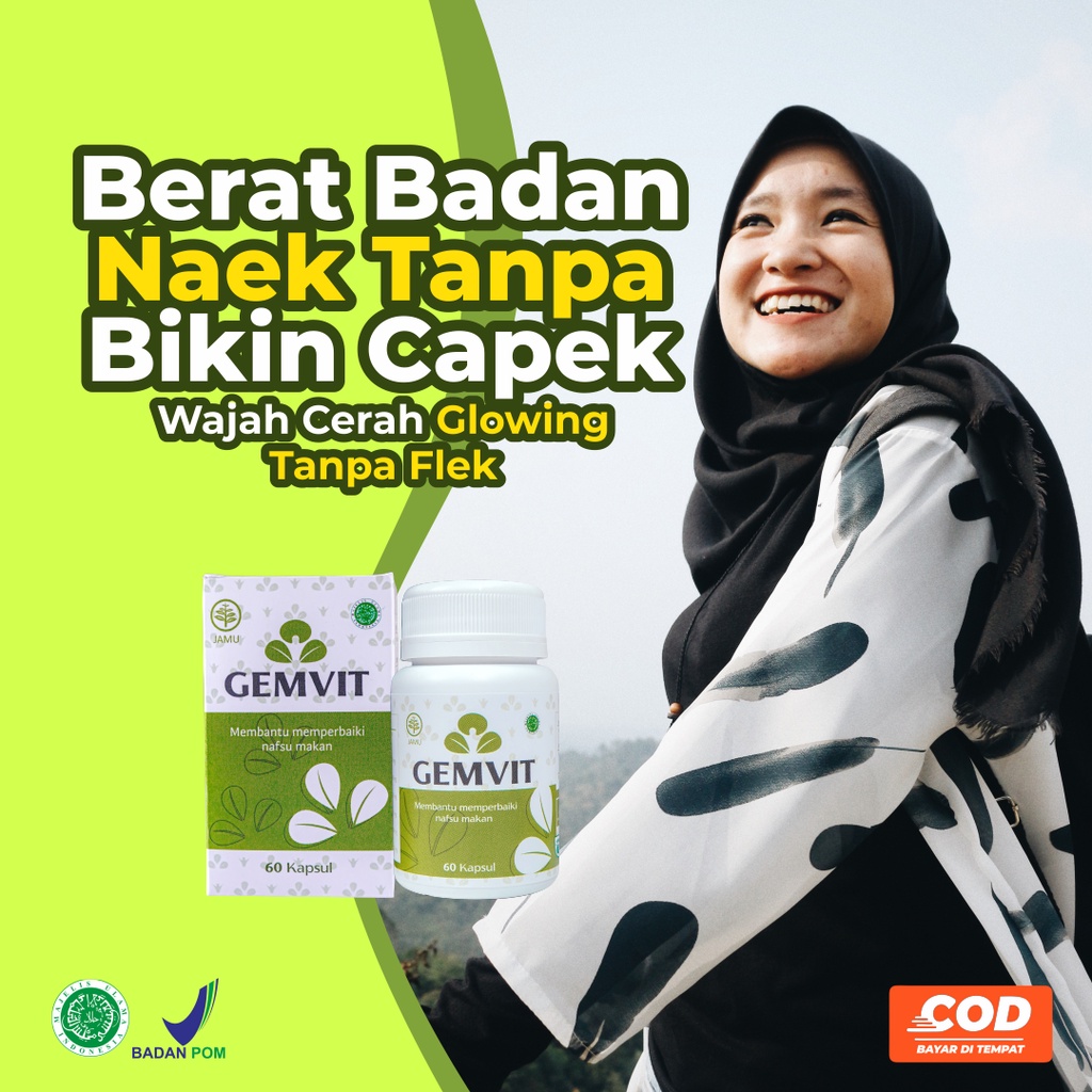 Gemvit Penggemuk Penambah Berat Badan Pencerah Wajah glowing ampuh original bpom