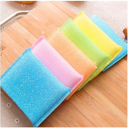 Spons Cuci Piring Warna Warni Spon Sponge Sabut Jaring Alat Dishwashing Dapur Masak Busa Serbaguna