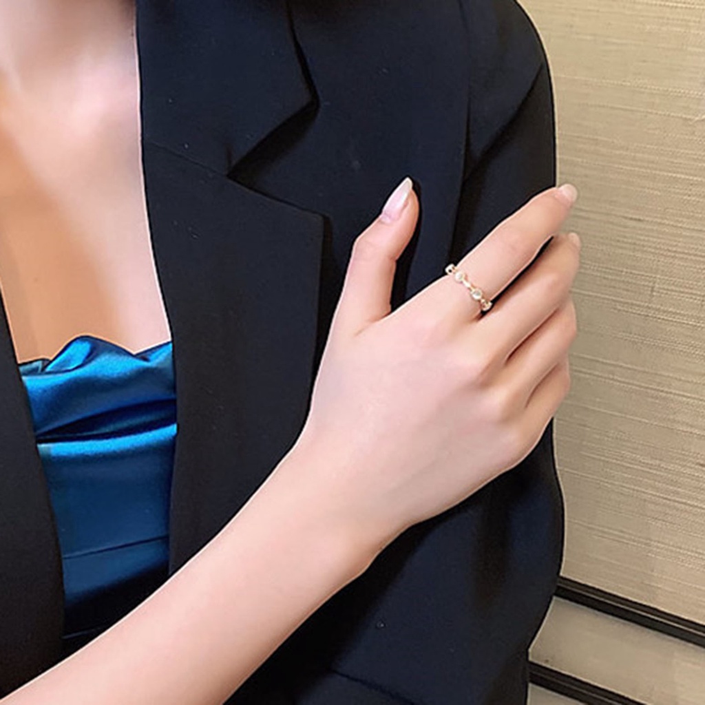 Hu Hu Hu Hu Hu Alat Bantu Pasang Kacamata♡ Cincin Model Terbuka Bahan Tembaga Hias Opal Adjustable Untuk Wanita