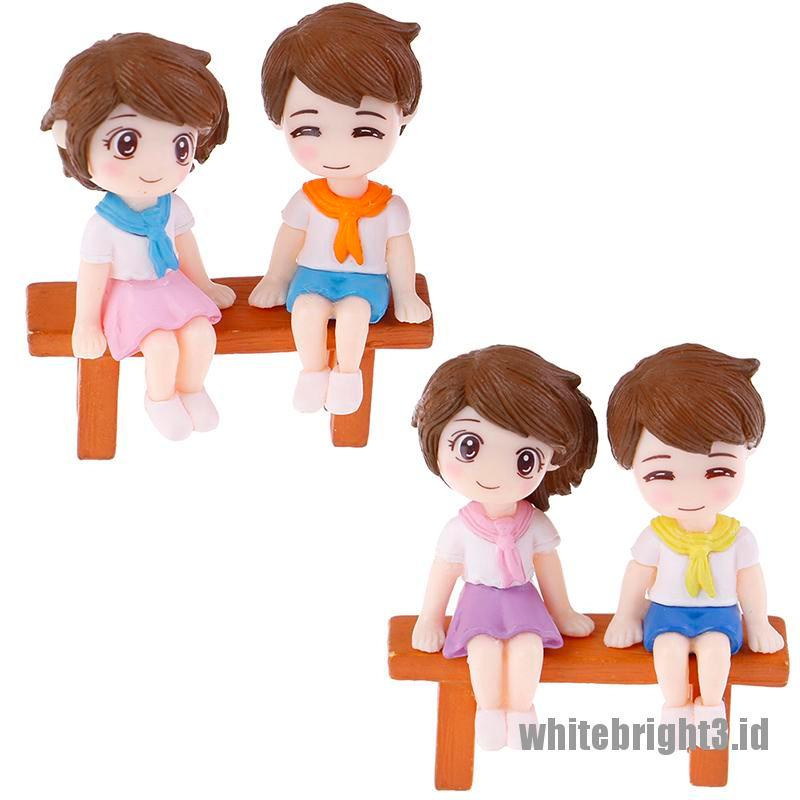 (white3) 1 Set Miniatur Pasangan Kekasih DIY Untuk Dekorasi Taman