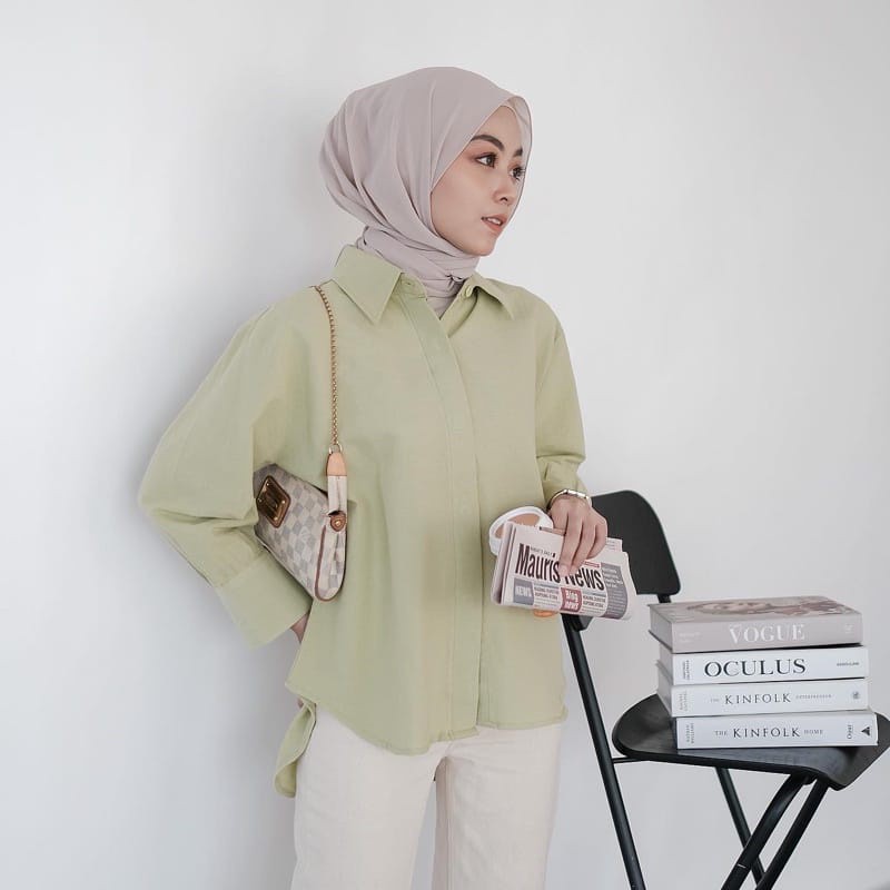 Tq88indonesia Fashion Kemeja Polos Wanita Kekinina / Kem Linen Qamara / Kemeja Cewek Polos Terbaru / Kemeja Hitam Cewek Lengan Panjang / Kemeja Wanita Terbaru