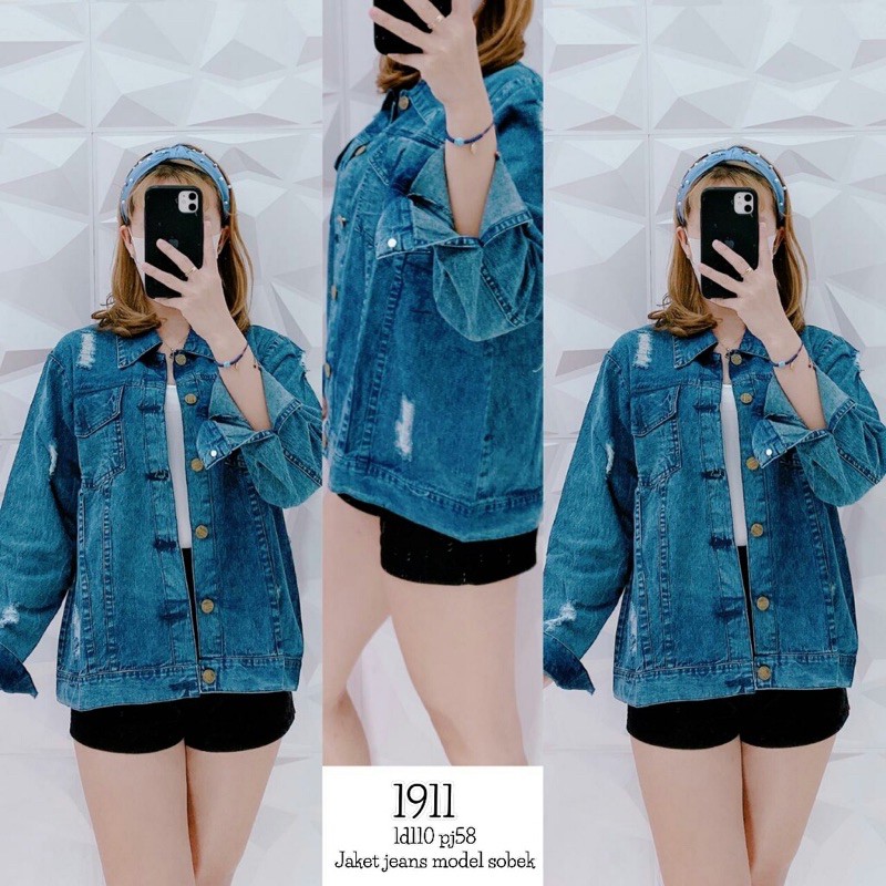 1911 Jaket jeans model sobek import