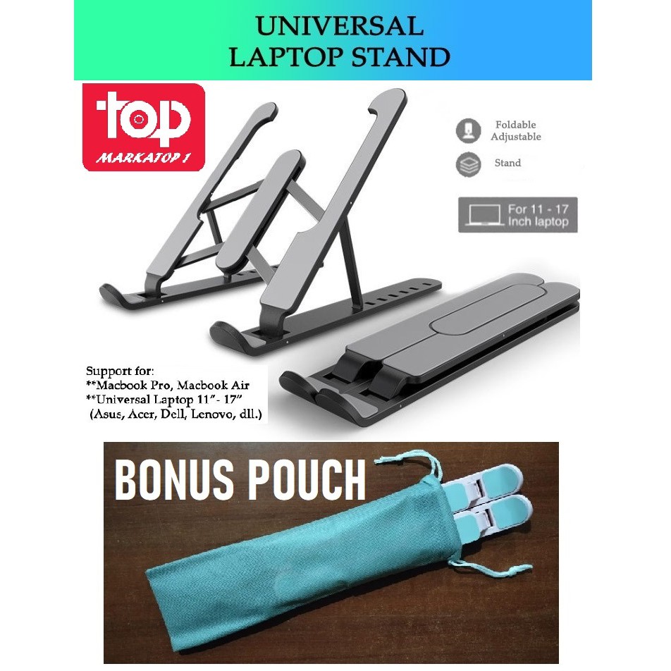 UNIVERSAL Stand Holder Laptop Macbook Notebook IPAD Mac dudukan lipat ADJUSTABLE ERGONOMIC HOLDER AA