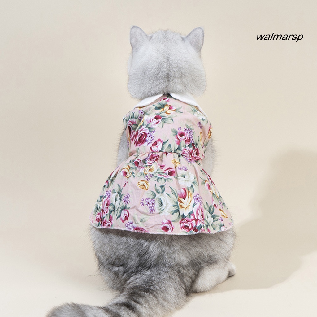 Walmarsp Dress Anjing Peliharaan Motif Bunga Bahan Breathable Tahan Angin