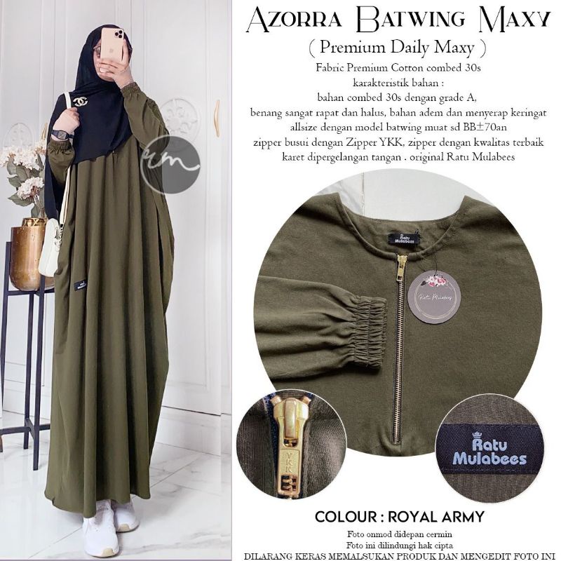 GAMIS MUSLIMAH AZORRA BATWING MAXY ORIGINAL RATU MULABESS