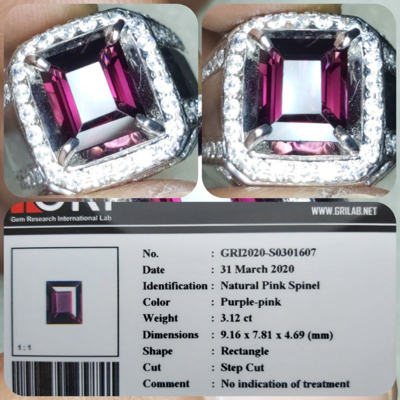 HQ NATURAL PURPLISH PINK SPINEL 3.12CT - BATU PERMATA-CAT EYES SILIMANITE-RUBELITE-CHRYSOBERYL-MALI