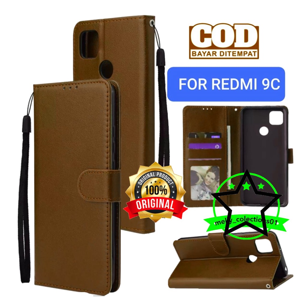 CASE DOMPET SARUNG BUKU FLIP REDMI 9C LEATHER CASE FLIP- WALLET CASE FLIP REDMI 9C - CASING DOMPET-S