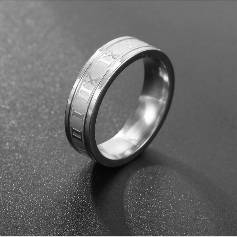 3 Warna Angka Romawi Cincin Baja Titanium Perak Emas Hitam Punk Perhiasan Fashion Pria Wanita Rings