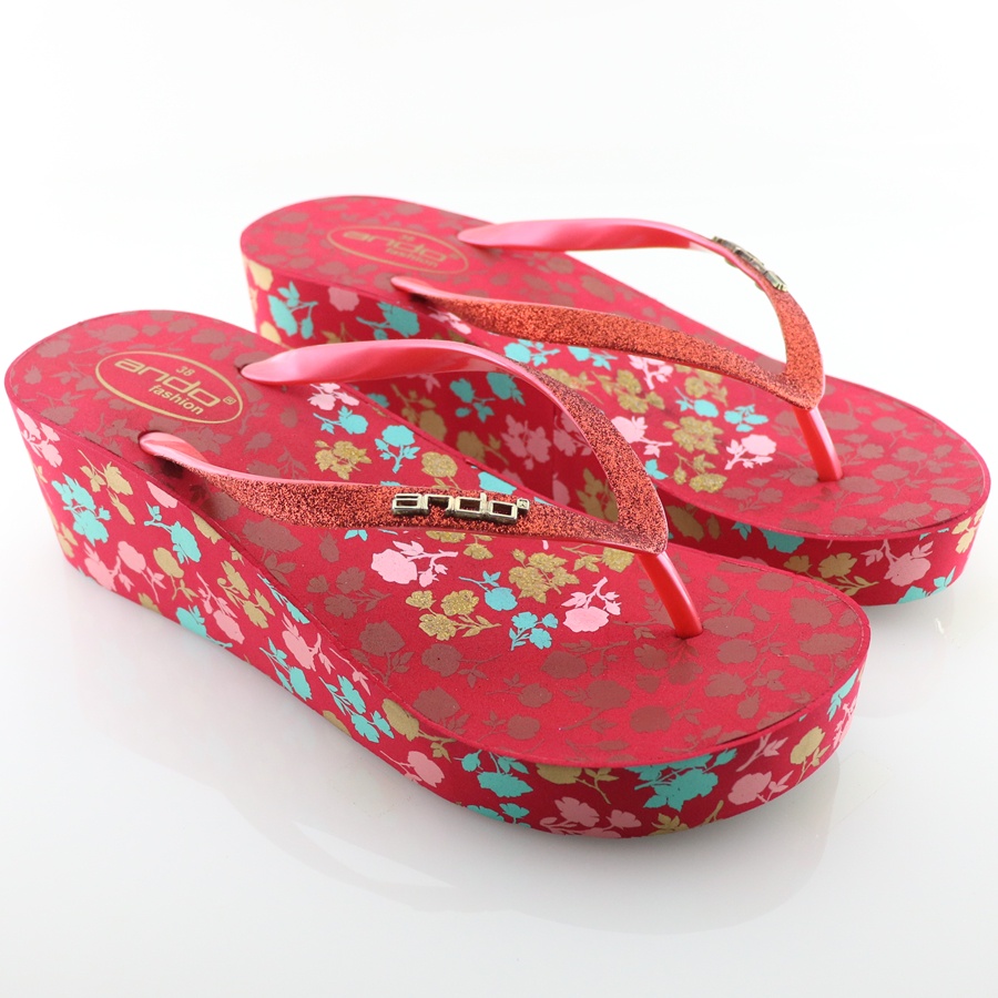 Ando Bella Merah - Sandal Wedges Wanita Ando Surabaya