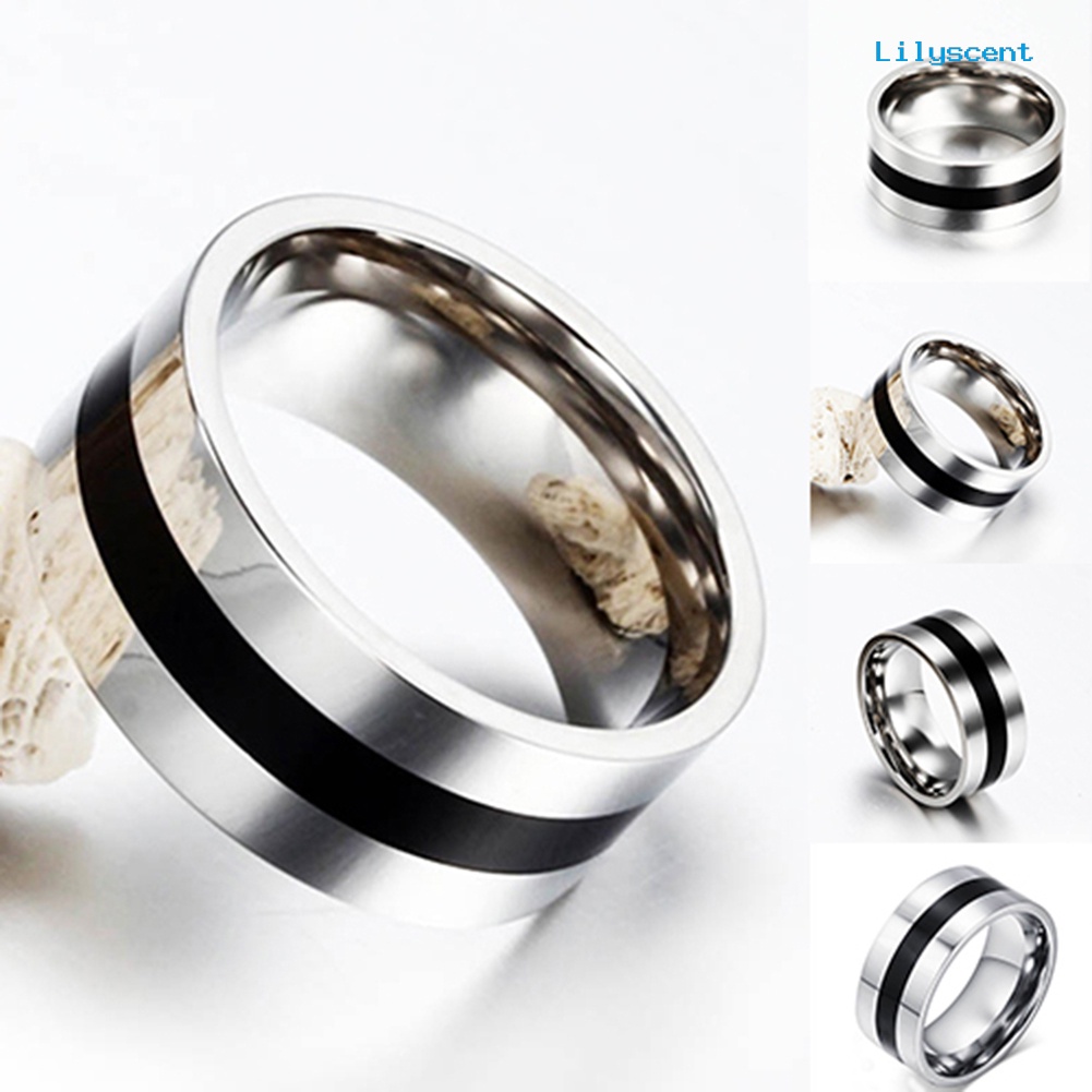 Ls Cincin Stainless Steel Simple Untuk Pria / Wanita