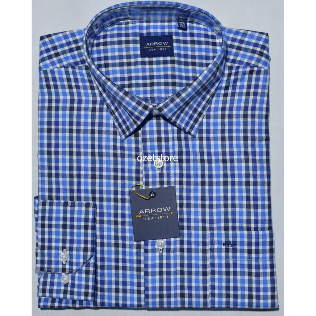 Kemeja Pria Formal Lengan Panjang ARROW Biru Motif Reguler KAR45 ORIGINAL