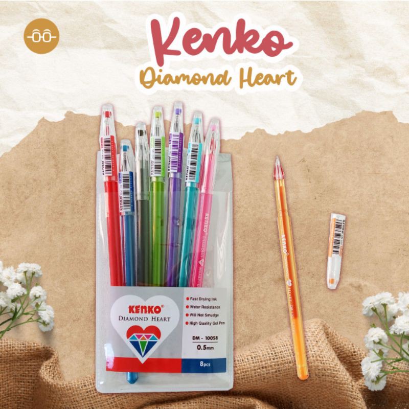 

Kenko Diamond Heart Gel Pen 8 colour Pack