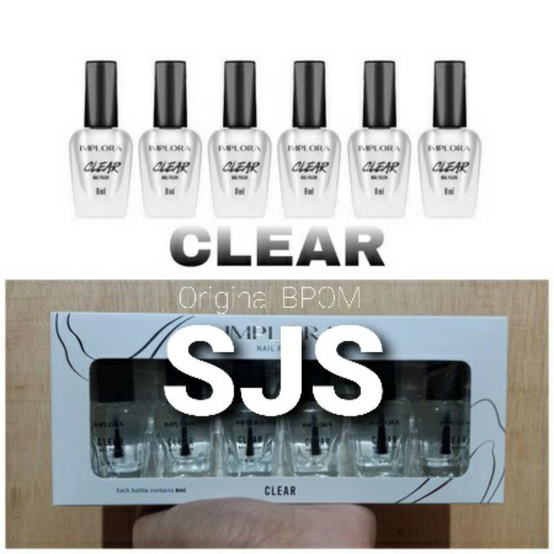 (harga 1pak isi 6pcs ) KUTEK IMPLORA clear Series / seri bening NAIL POLISH ORIGINAL BPOM