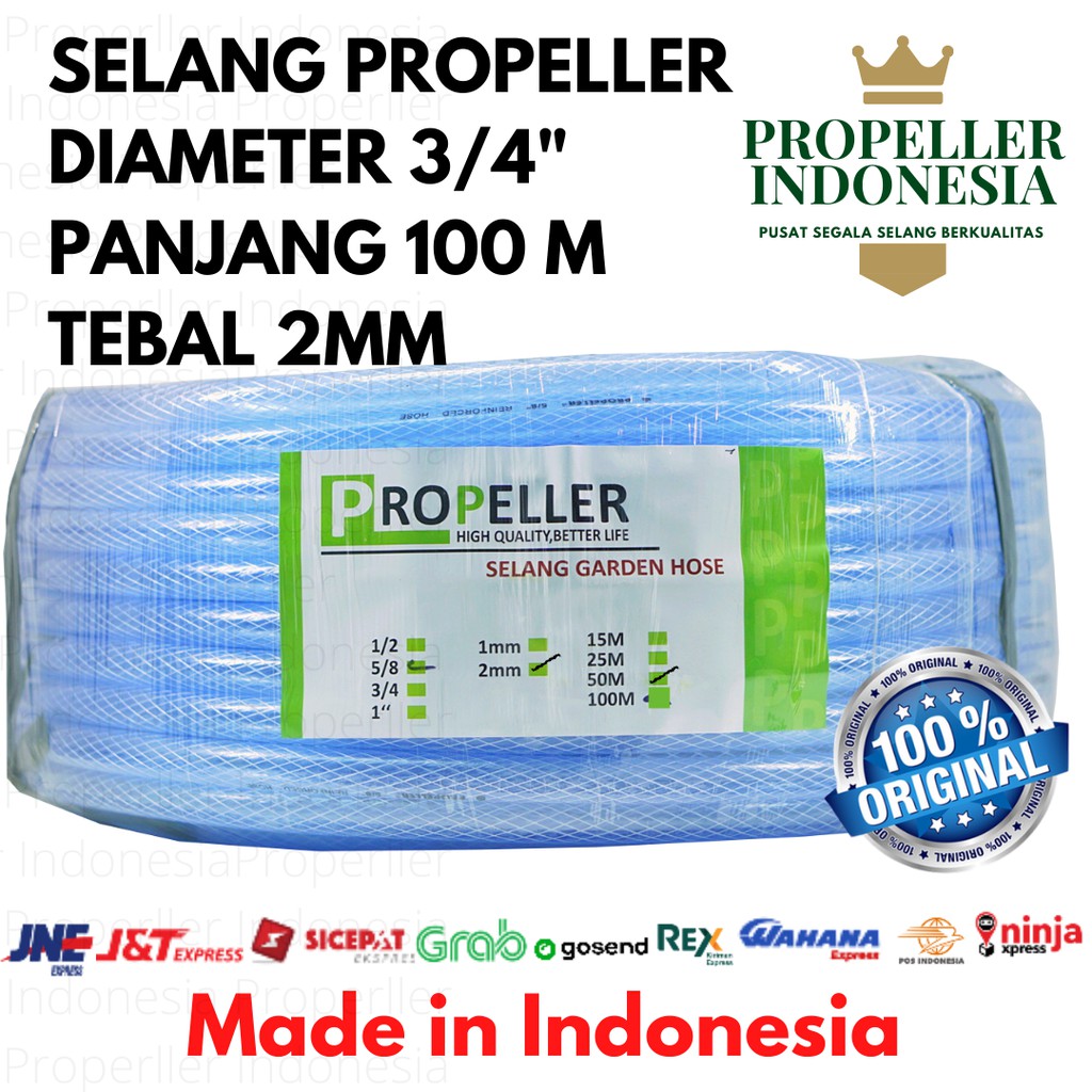 Selang Air Benang Bening 3/4 2MM 100Meter Selang Air Taman Selang Siram Tanaman Selang Air Elastis