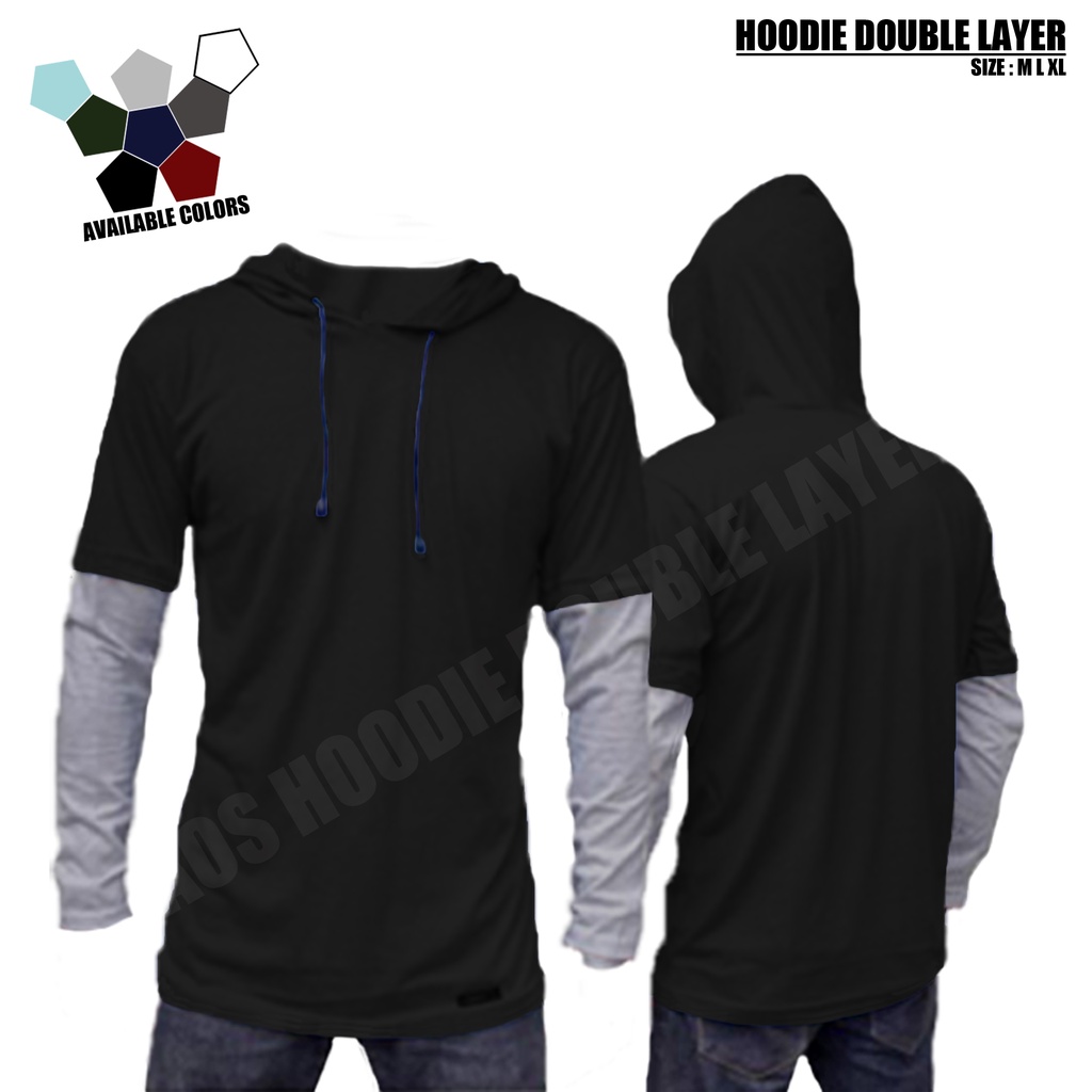 COD | Kaos polos cotton combed 24s hooded style | Atasan hoodie pria wanita hoodie | Lengan panjang 