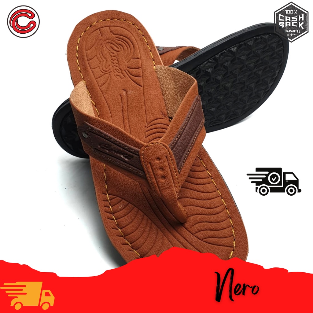Sandal Pria COMET - Sendal jepit Pria, Sandal Kulit Asli Pria Bermerek, Sandal Kulit Pria Dewasa Ori