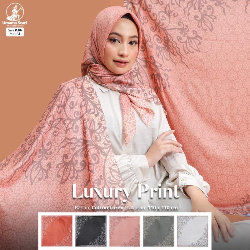 Jilbab Segiempat Glowing Print Motif Luxury Print Lasercut Umama