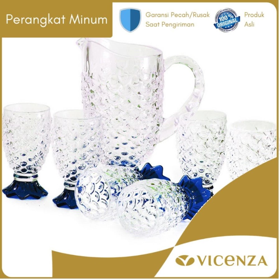 SET GELAS TEKO NANAS VICENZA / Vicenza Pineapple Pitcher (GARANSI PECAH GANTI BARU)