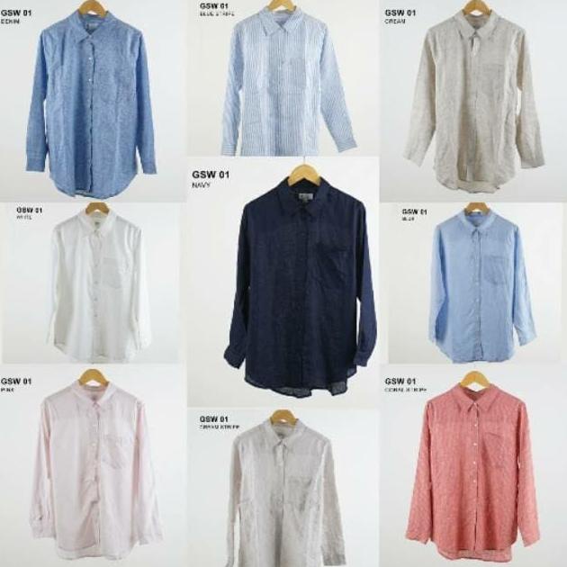 kemeja linen wanita GAP - kemeja casual wanita - avail 8 colour.