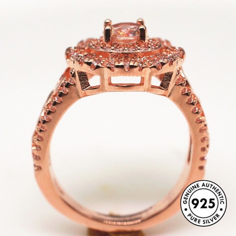 Cincin S925 Silver Bentuk Bunga Warna Rose Gold