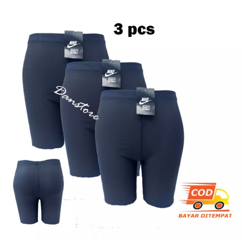 Danstore - paket hemat 3 PCS Celana Renang Dewasa PRIA &amp; WANITA PREMIUM /Celana Baselayer / Celana Manset Pendek /Legging pendek Polos