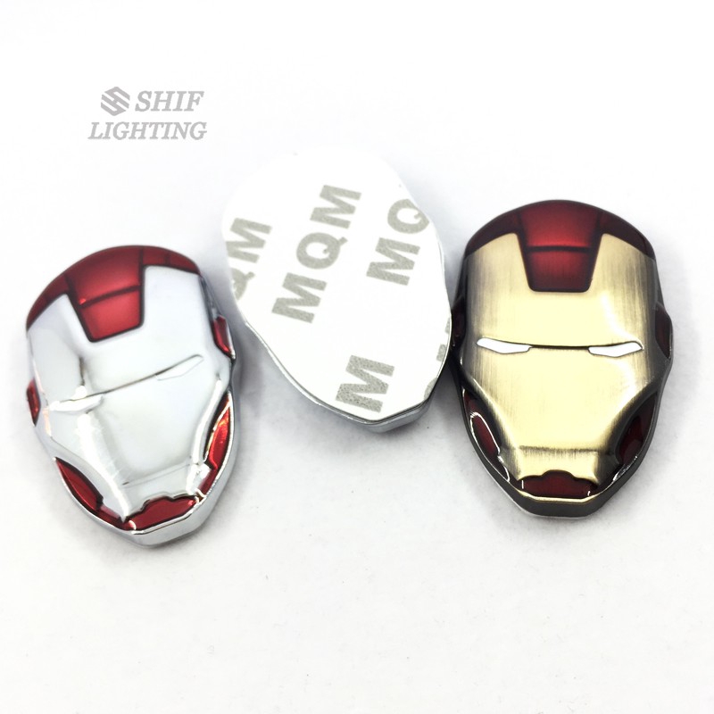 1Pc Stiker Emblem Logo Iron Man Marvel Metal 3D untuk Mobil / Motor