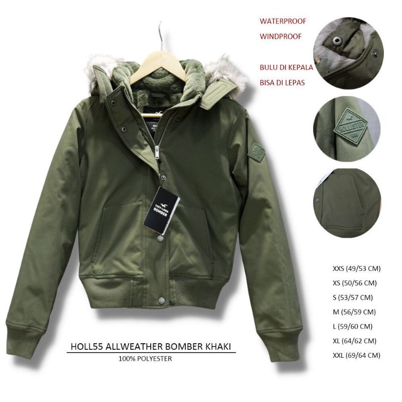 Jaket Bomber waterproof Hollister