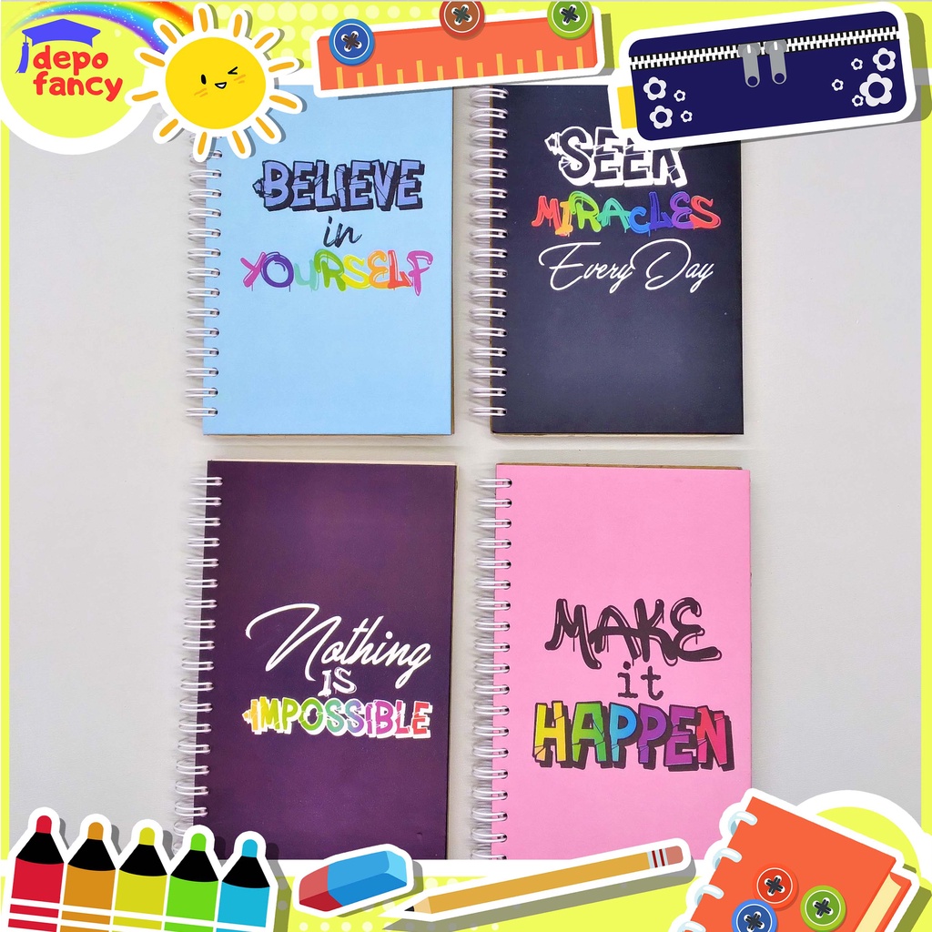 

MEMO S6 / MEMO SPIRAL S6 COVER TEBAL / NOTE BOOK / BUKU CATATAN UKURAN S6 1220 9-12 QUOTES