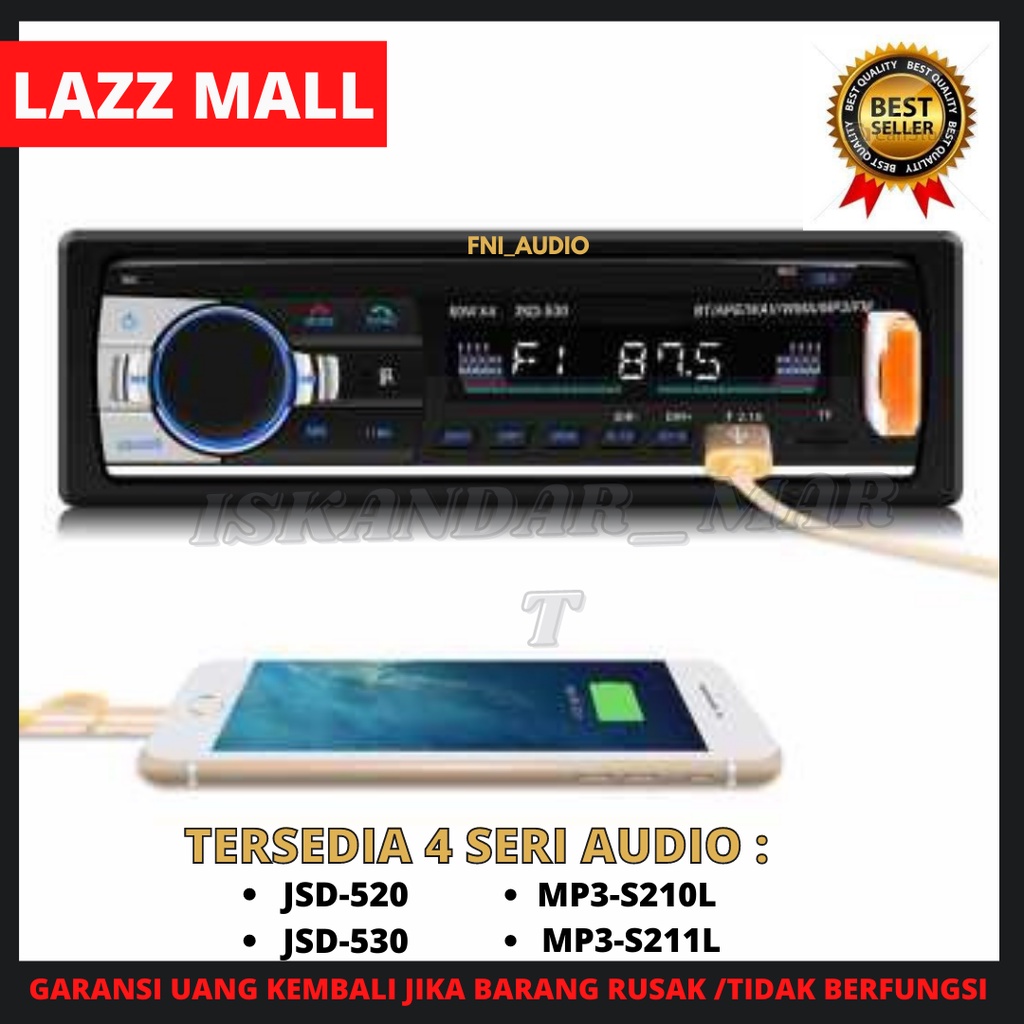Tape Audio Radio Mobil Multifungsi Bluetooth USB MP3 FM Radio JSD-520 Jernih Taffware Tape Audio Mob