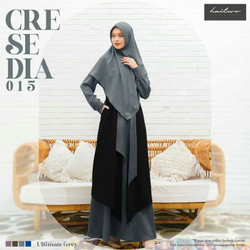 SET GAMIS HIJAB ELEGAN BY HAITWO CRESEDIA 015 TERBARU GAMIS SET SYARI MUSLIMAH DRESS GAMIS DEWASA