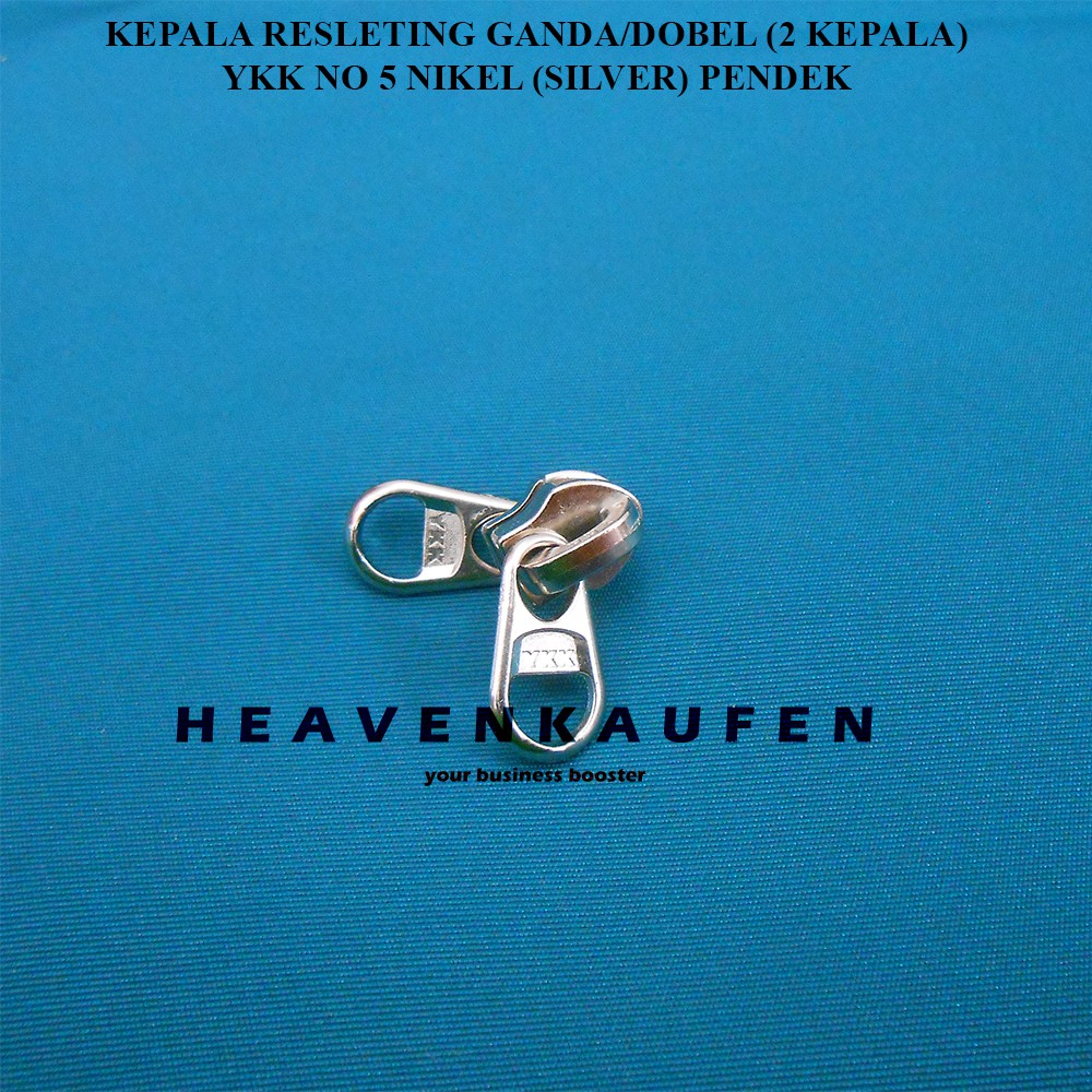 Kepala Resleting Kepala Zipper YKK Model Kepala Dobel Double Ganda 2 Kepala No 5 Nikel Silver Pendek