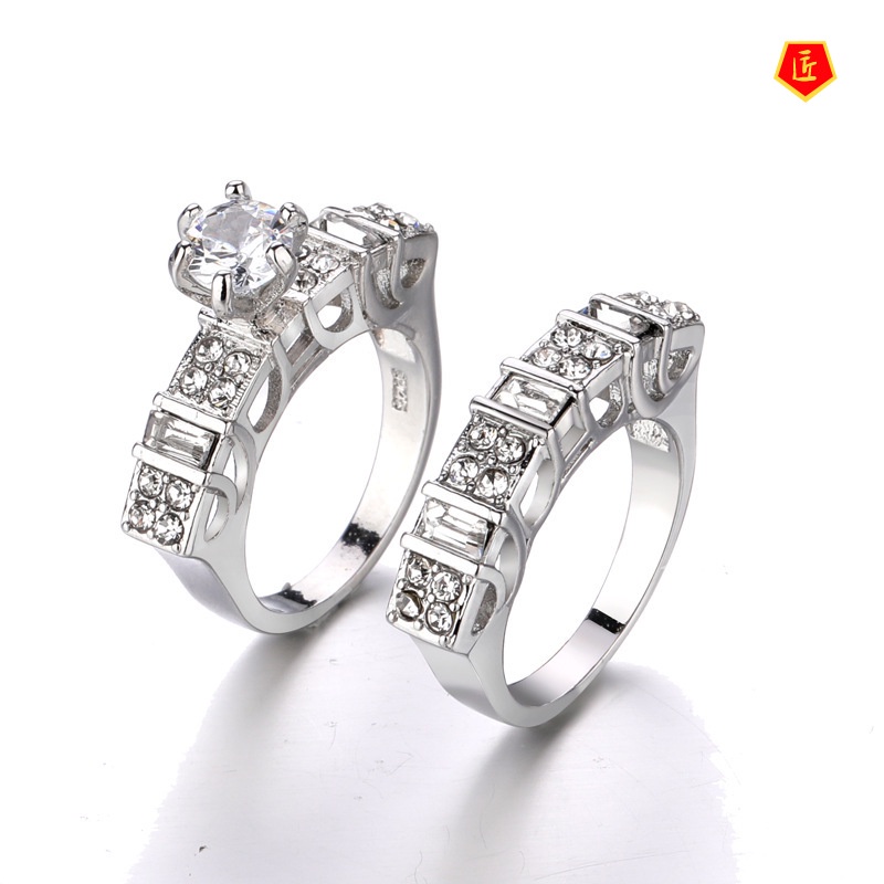 [Ready Stock]Fashion Luxury Inlaid Diamond Ring Set