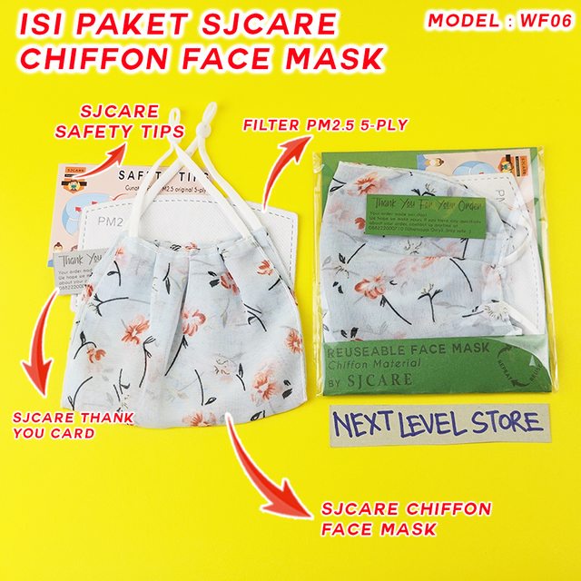Chiffon Fashion Face Mask Breathable Masker Kain BONUS FILTER PM2.5 - WF06