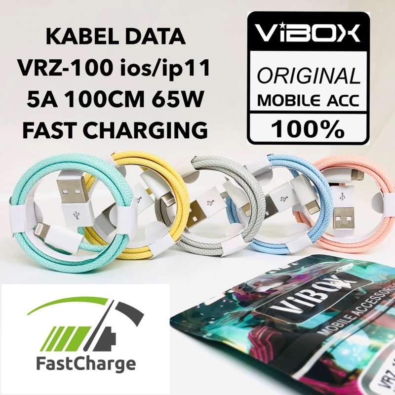 KABEL DATA MACARON VIBOX VRZ-100 5A 100CM 65W  FAST CHARGING MICRO Promo Sen