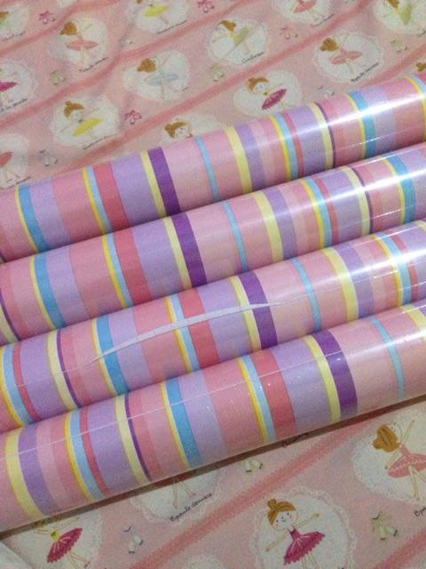 S017ls Wallpaper Sticker Ku Garis Pink 45cm X9-10m Wallpaper Dinding