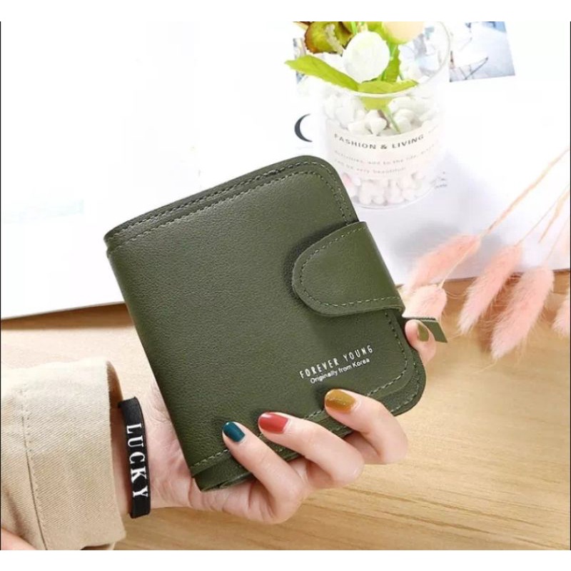 (IMPOR) DOMPET WANITA, DOMPET FOREVER YOUNG - dompet lipat mini wanita-dompet polos - Kode D09-Hijau army