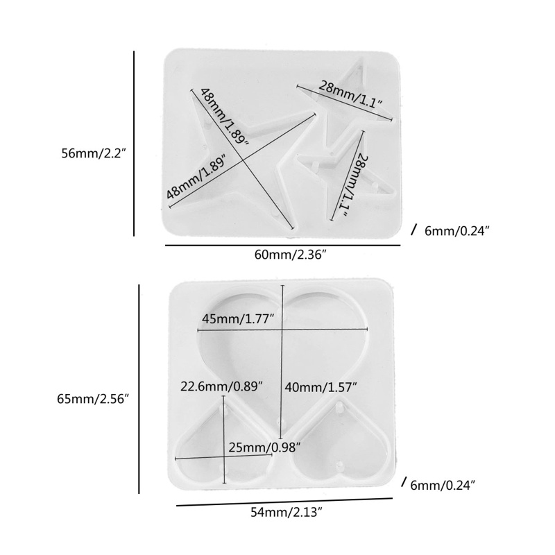 Siy Set Cetakan Resin Bentuk Hatibintang Bahan Silikon Untuk Perhiasan