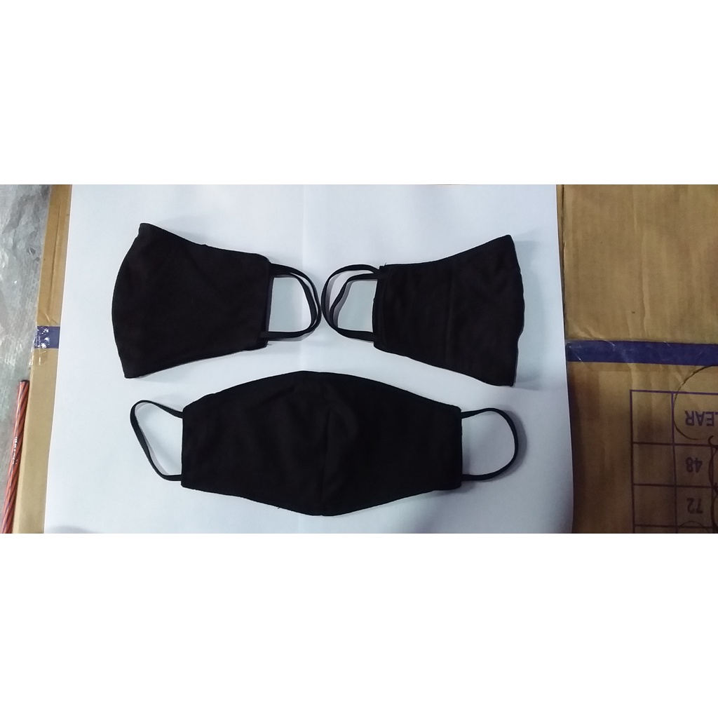 masker kain hitam tali karet