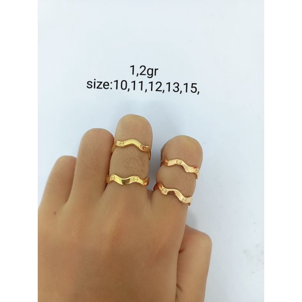 CINCIN GELOMBANG CART*R POLOS / CINCIN PERAK ASLI SILVER 925 LAPIS EMAS/ CINCIN FASHION WANITA TERBARU