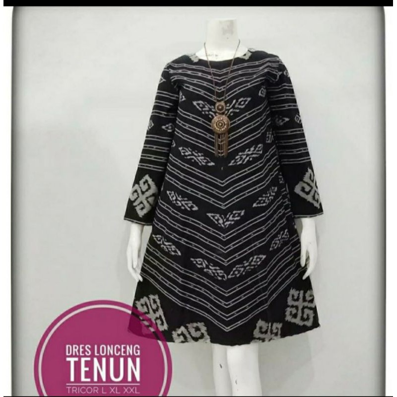 Dress tenun jepara baju tenun jepara busana tenun etnik dress serong motif toraja DTB66