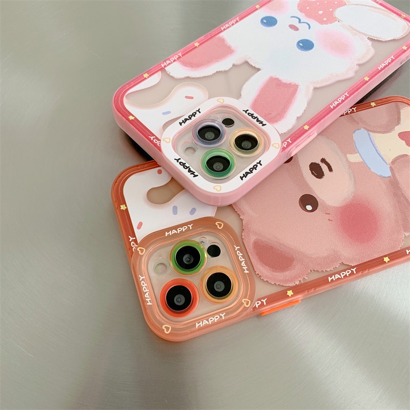 IPHONE Casing Ponsel Motif Kelinci Pink Yang Indah Kompatibel Dengan Iphone12 13 11 Pro Max X Xs Max Xr Silikon Cover Jjhn